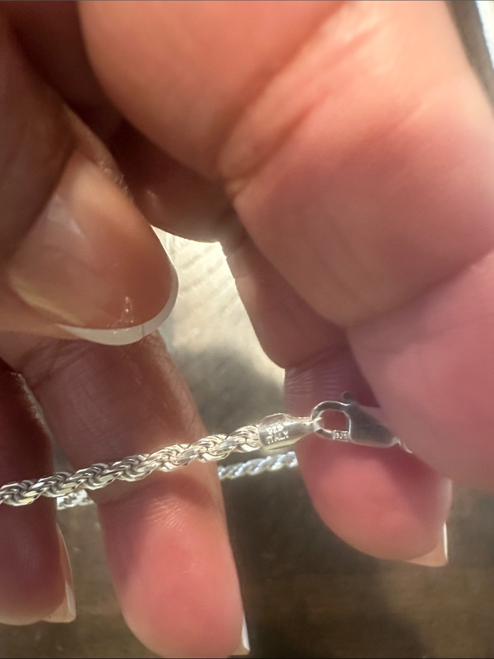 Sterling Silver Rope Chain Bracelet- Silver